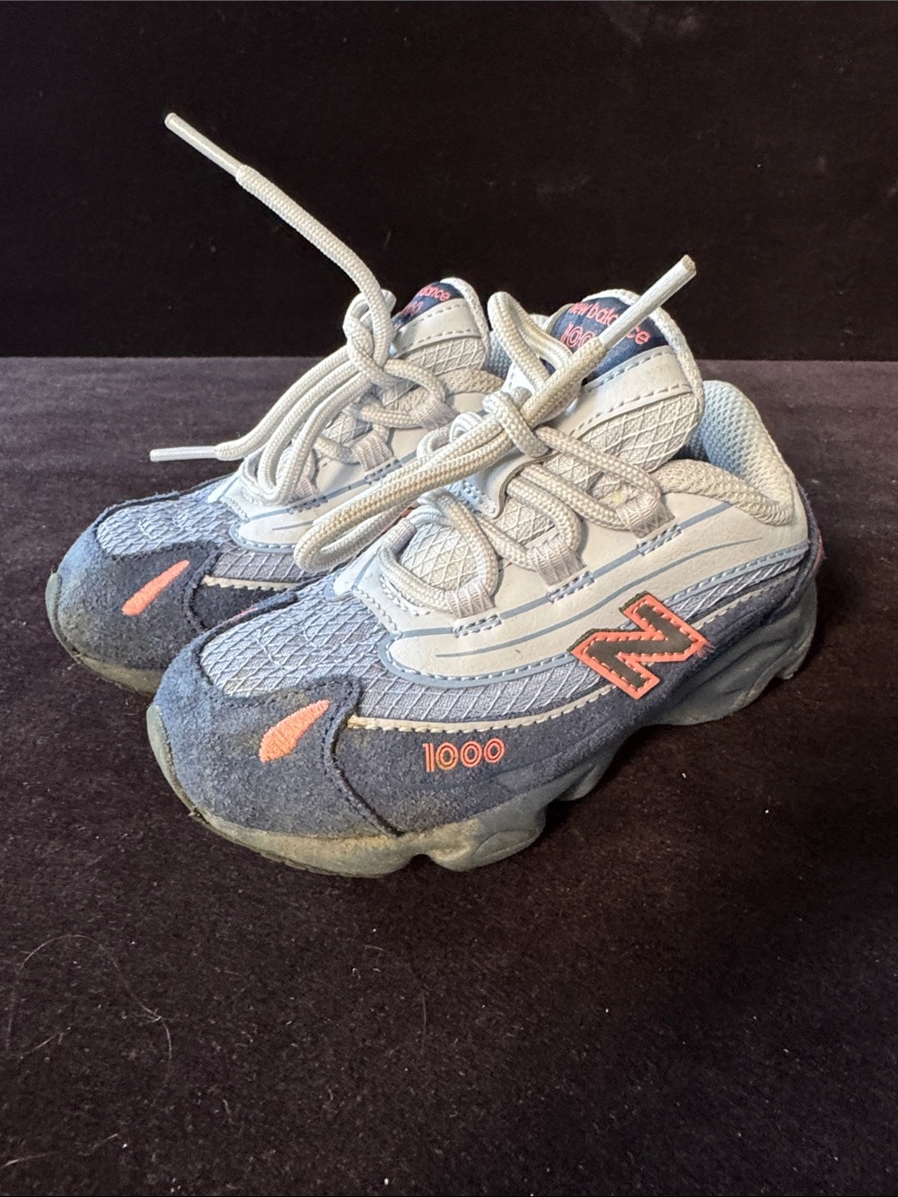 New Balance 1000 Kids Sneakers Nautical Coral Blue Grey Size 9 Toddler